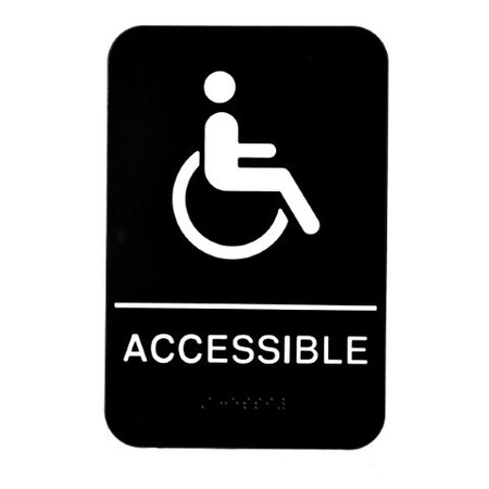 ALPINE INDUSTRIES ADA Handicap Accessible Sign with Braille, Black/White, ADA Compliant, 6x9, PK10 ALPSGN-39-10pk